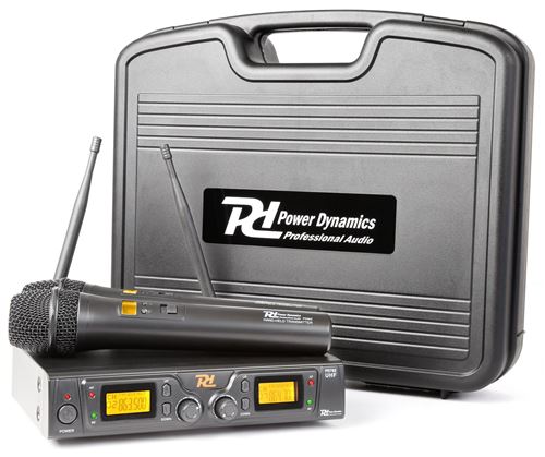 Power Dynamics Pd782 – Système Micro Sans Fil, Uhf 2X 8 Canaux, Affichage LCD, Double Antenne À L’Arrière Du Récepteur, Livré Avec Valise Pratique Et Robuste, Idéal Présentations Et Chant