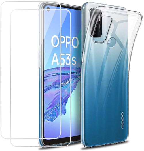 Coque pour Oppo A53 / A53S et 2 Verres Trempé - Protection Silicone Souple Film Vitre Protection Ecran Phonillico®