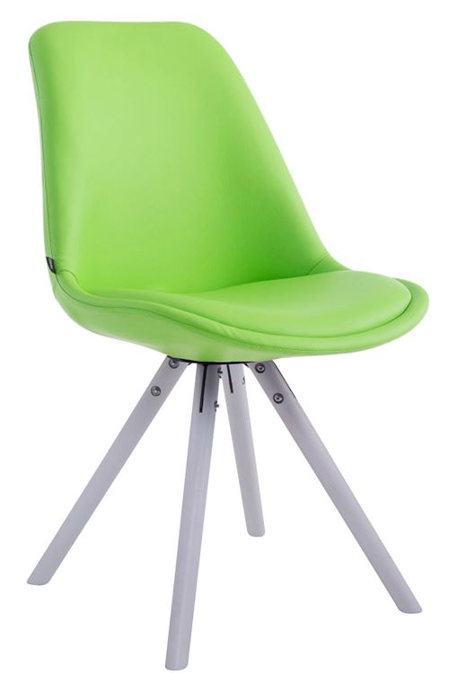 Chaise salle à manger LAVAL similicuir pieds ronds en bois de chêne Blanc - Siège Vert