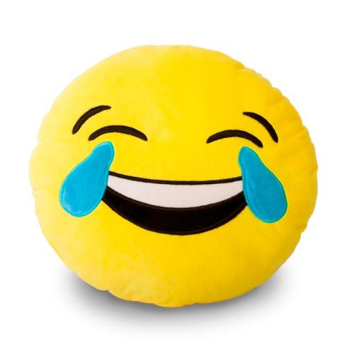 Coussin Émoticône smiley lol - mdr (mort de rire) - jaune