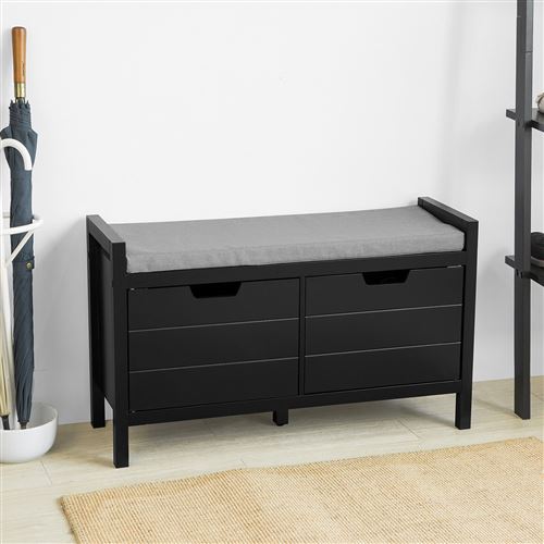 SoBuy® FSR63-SCH Banc de Rangement Meuble Bas Entrée avec Coussin Rembourré et 2 Portes