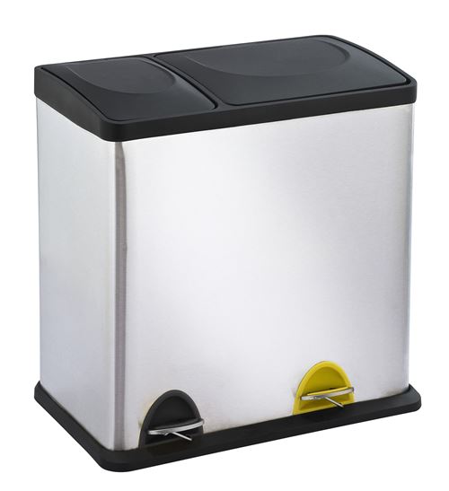 Poubelle de tri sélectif ZOE Gris Acier inoxydable 36L