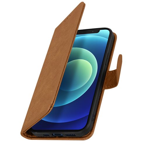 Avizar Étui pour iPhone 12 / 12 Pro Folio Intégrale Porte-carte Fonction Support Marron