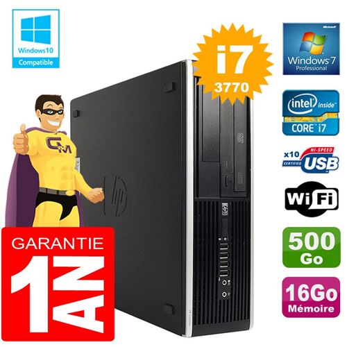 Pc hp compaq 8300 sff core i7-3770 ram 16go disque 500 go graveur dvd wifi w7