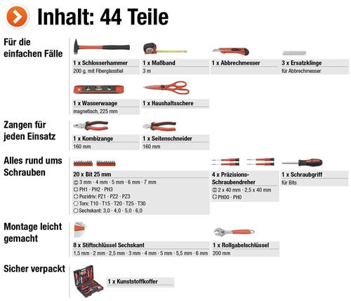 Meister Valise à outils 44 pièces, 8971430