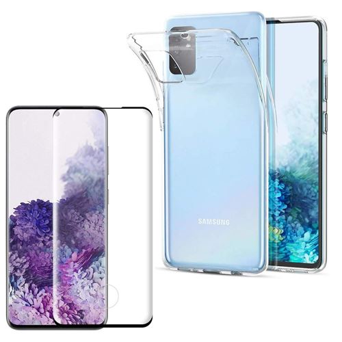 Coque pour Samsung Galaxy S20 et Verre Trempe Bord Noir - Protection Silicone Souple Ultra Mince Film Vitre Protection Ecran [Phonillico®]