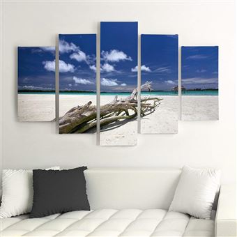 Wallpaper Tableau Toile Deco Multi Panneaux 150x100 Cm Plage Bleu Blanc Achat Prix Fnac For Android Free