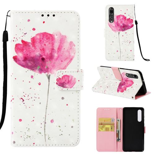 Etui en PU impression de motifs décor de points lumineux avec support fleur rouge pour votre Huawei P30
