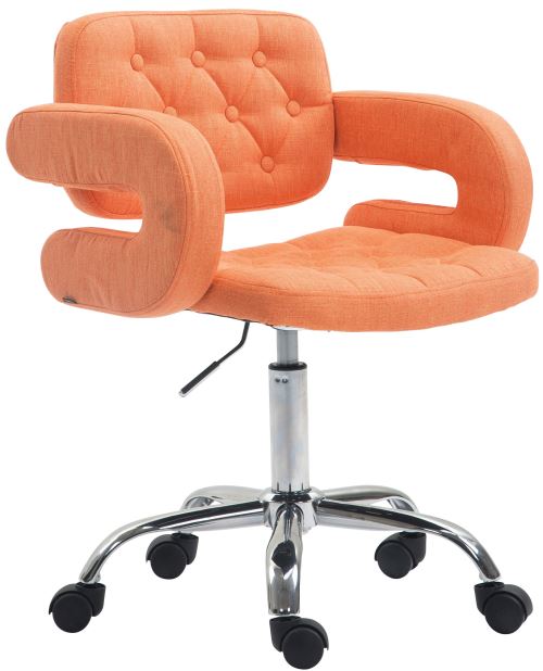 Tabouret de Travail Dublin en Tissu avec Dossier matelassé et Accoudoirs- Couleur Orange