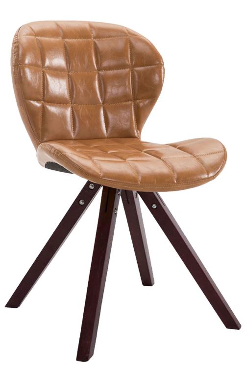 Chaise visiteur Alyssa similicuir piètement carré , Cappuccino/Marron clair