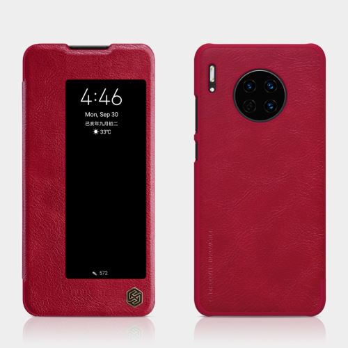 Etui en PU avec fenêtre de vue rouge pour votre Huawei Mate 30