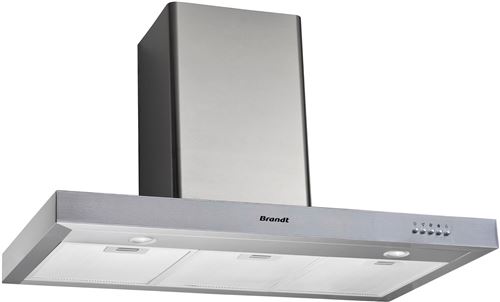 Brandt Bhb6901X - Hotte - Hotte Décorative - Largeur : 90 Cm - Profondeur : 50 Cm - Evacuation & Recyclage - Acier Inoxydable