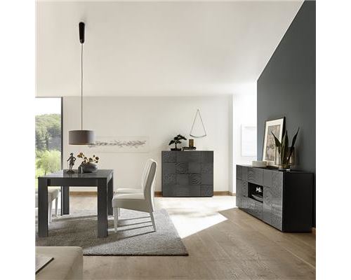 Salle à manger buffet 2 portes 2 tiroirs gris laqué design ELMA 2 - L 180 x P 90 x H 79 cm