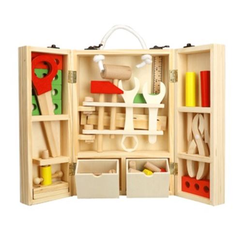 Figurine de collection GENERIQUE Outils en bois Jouets Boîte à outils  enfants jouet éducatif bricolage jouet outil de construction