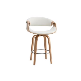 Miliboo Tabouret De Bar Design Blanc Et Bois Clair 65 Cm