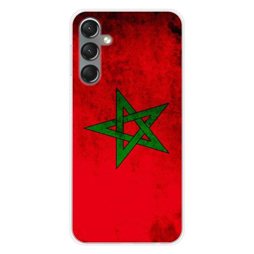 Coque en silicone imprimée compatible Samsung Galaxy A24 4G Drapeau Maroc