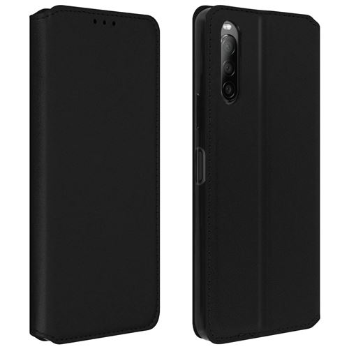 Avizar Housse pour Sony Xperia 10 2 Clapet Porte-cartes Fonction Support Fin et Élégant Noir