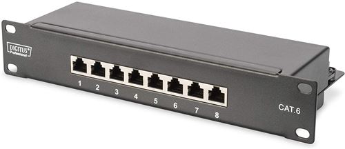 DIGITUS LSA Patch-Panel Cat-6-8 Ports - Rack 10 Pouces - 1 U - blindé - Classe E - Noir RAL 9005