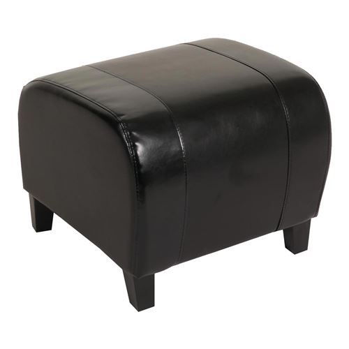 Mendler - Tabouret pouf EMMEN - Cuir - Noir - 39x45x47cm - Image 3