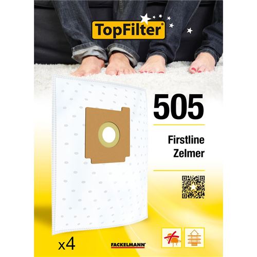 TopFilter 505, 4 sacs aspirateur pour Firstline et Zelmer boîte de sacs d'aspiration en non-tissé, 4 sacs à poussière (30 x 26 x 0,1 cm)