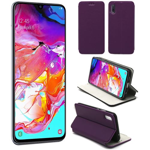 Housse Samsung Galaxy A70 violette - Etui Coque Samsung Galaxy A70 Protection antichoc à rabat Smartphone 2019 - Accessoires Pochette Case XEPTIO