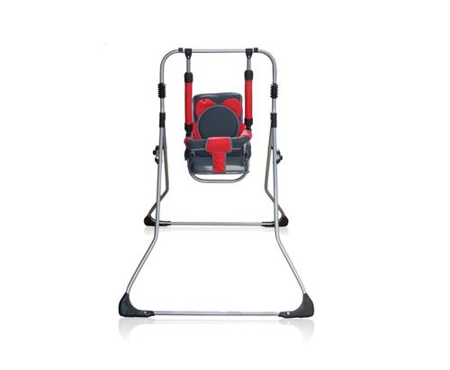 Balancelle berceau transat chaise haute 12m+ bébé enfant - Samba Plus 4en1 | Bleu marine et Rouge / Cadre argent