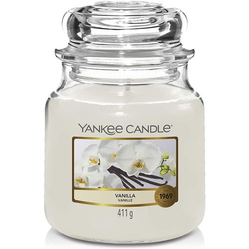 Yankee Candle - Bougie jarre en verre senteur vanille Moyen modèle