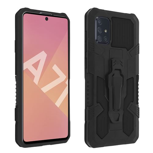 Coque pour Samsung Galaxy A71 Antichoc Béquille et Clip Ceinture Métallique noir