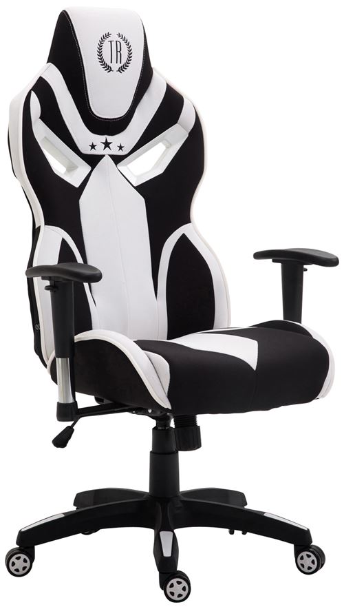 Fauteuil de bureau racing Fangio tissu , Noir / Blanc
