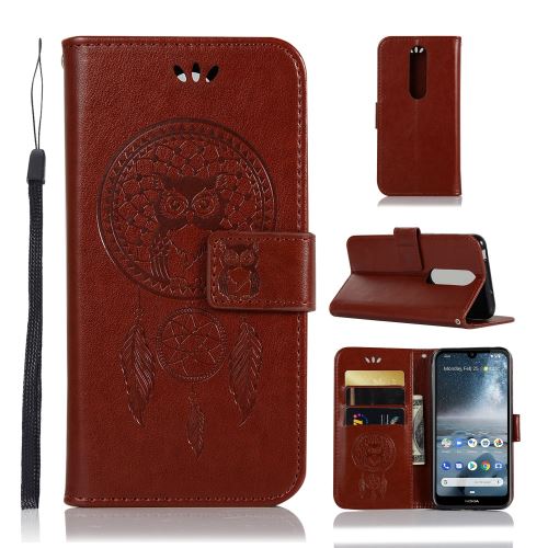 Etui en PU attrape-rêves hibou marron pour votre Nokia 4.2