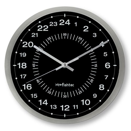 Horloge Murale Design Moderne 24 Heures - Ultra précise avec Cadran des Minutes - Idéal pour la Cuisine, Bureau, Salon, Chambre - 30 cm - Gris & Noir