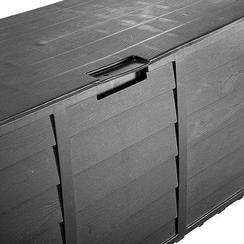 Boîte de rangement de jardin Noir imitation bois 112x49x54cm, Caisse de  rangement, coffre de jardin