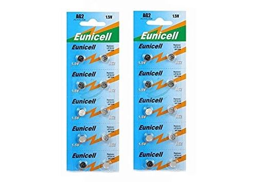 EUNICELL - Lot de 20 PILES AG2 D396 SR59W LR726 RW411 1.5V Alcaline