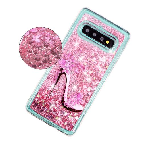 Coque en TPU Gel à paillettes motif pailleté pour sables mouvants chaussure à talon haut pour votre Samsung Galaxy S10