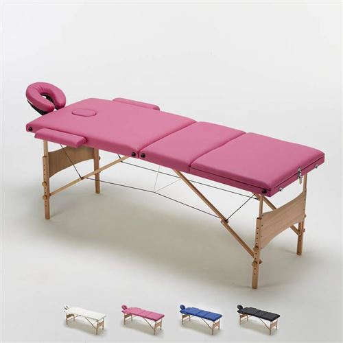 Bodyline - Health and Massage - Table de massage portable pliante en bois 3 Zone 215 cm Reiki, Couleur: Rose