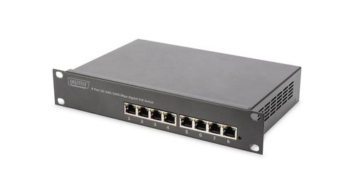 DIGITUS Professional DN-95317 - Commutateur - non géré - 8 x 10/100/1000 (PoE) - fixation murale - PoE