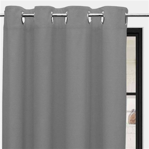 Rideau à oeillets pur coton 135x250 cm PANAMA gris clair