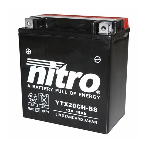 Batterie 12v 18ah ytx20ch-bs nitro sans entretien avec pack acide