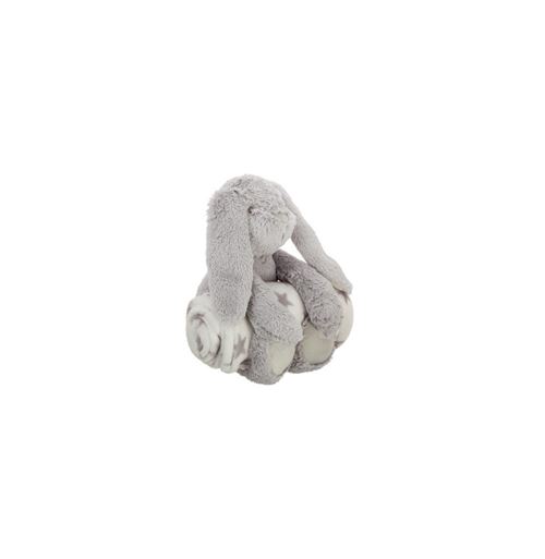 Doudou lapin + plaid - L 75 x l 100 cm - Gris