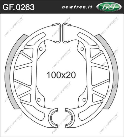 Machoire de frein scoot newfren pour piaggio 50 nrg 1996+ ar, ntt 1996+ ar, free 1996+ ar, sfera 1995+ ar (gf0263)