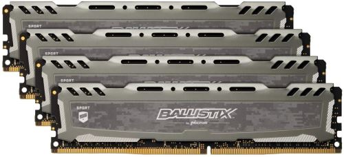 Crucial Ballistix Sport LT BLS4K8G4D26BFSBK 2666 MHz, DDR4, DRAM, Mémoire Kit pour PC de Gamer, 32Go (8Gox4), CL16 (Gris)