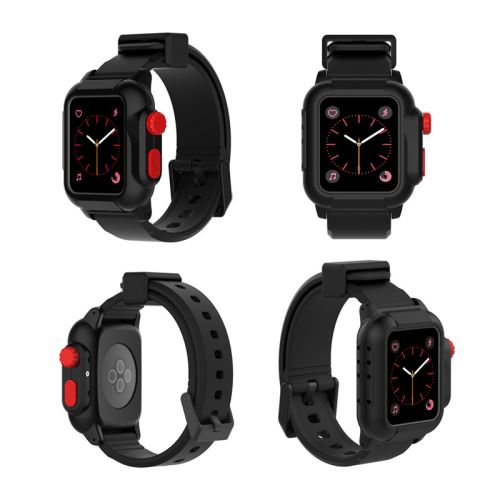Bracelet en silicone WISETONY remplacement pour Apple Watch Series 2/3 42mm - Noir&Rouge
