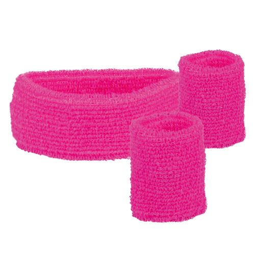 set de 3 bandeaux éponge rose fluo