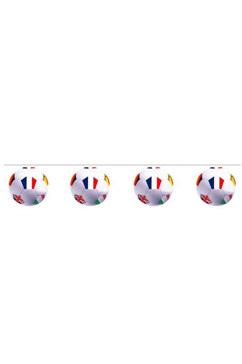 Guirlande Papier Ballons De Foot 10 Fanions 5m - Multicolores