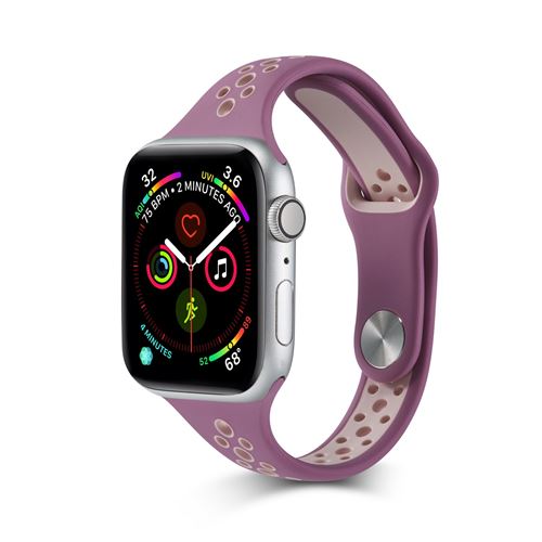 Bracelet sport en silicone respirant pour Apple Watch Series 6/ SE/ 5/ 4 44mm - Violet&Rose