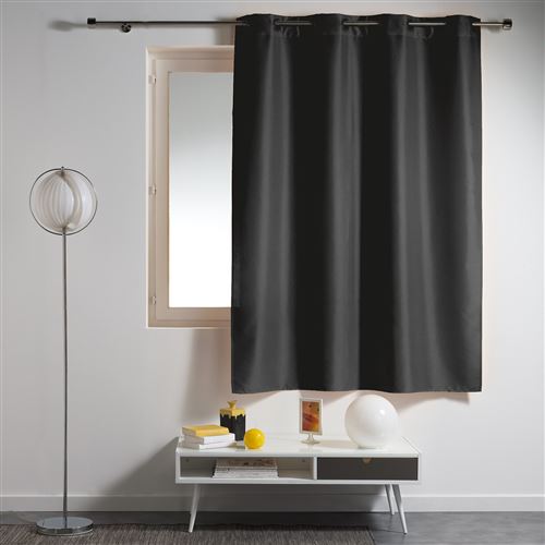 Rideau a oeillets plastique 140 x 180 cm polyester uni essentiel Noir