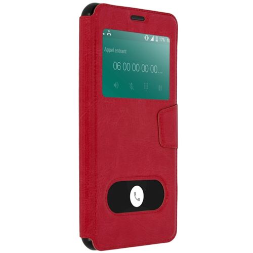 Etui Samsung Galaxy A10 avec Fenêtre Décrochage appel ROUGE