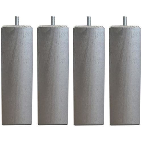 Jeu De Pieds Carres L 6 Cm X L 6 Cm H 19 Cm - Gris Metal - Lot De 4