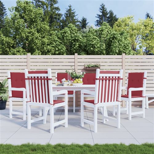 vidaXL Coussins de chaise de jardin 6 pcs Rouge bordeaux 100x50x3 cm