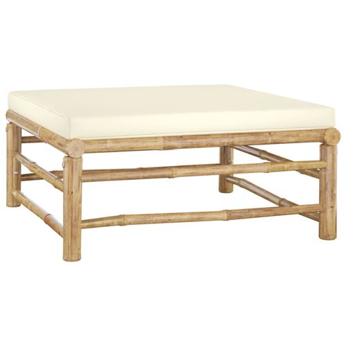 Non Communiqué Blanc Salon De Jardin Modulable Vidaxl Bambou Beige 3 Pieces 5 Personnes